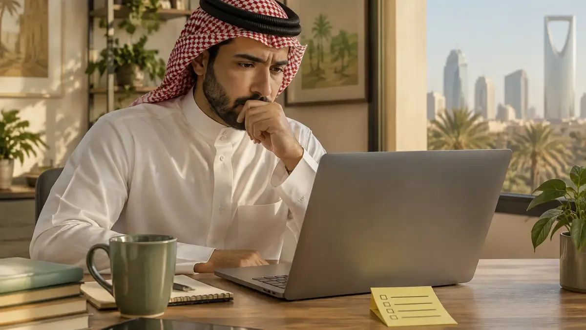 مهندس ومالك عقار يراجعان مخططًا وجهازًا لوحيًا معًا
