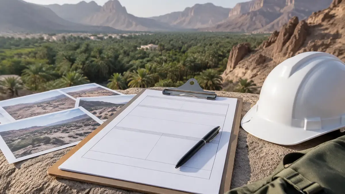 مهندس يراجع مخطط موقع على شاشة حاسب محمول