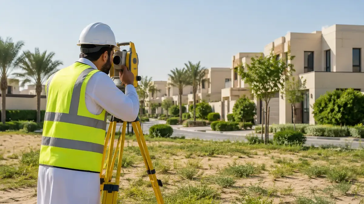 لقطة جوية لقطع أراضٍ سكنية مقسمة بخطوط حدود في حي سعودي